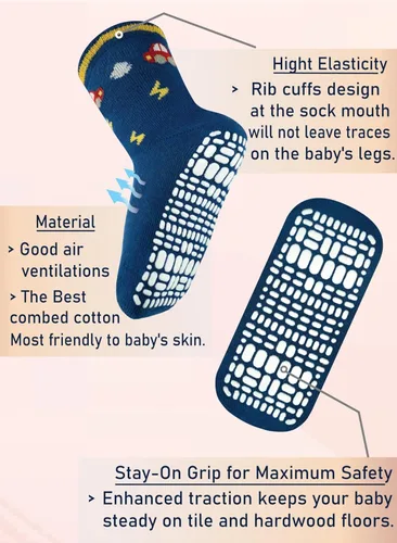 Vista 3 de RATIVE - Calcetines antideslizantes con agarres para bebé, bebés, niños pequeños, niños y niños