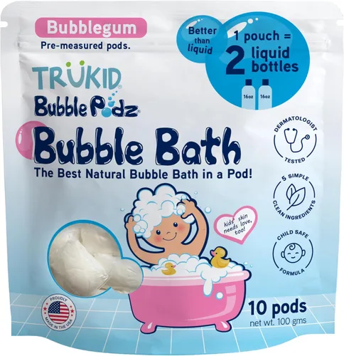 TruKid Bubble Podz - Baño de burbujas para niños, niños pequeños y bebés, bomba de baño suave y refrescante sin lágrimas para piel sensible con