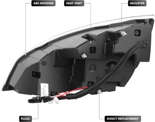 Vista 3 de DNA MOTORING Par de faros LED compatibles con Freightliner Cascadia 18-24, luces de señal de giro ámbar, negro, HL-HAY-060-BK