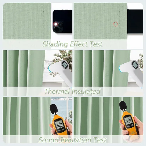 Vista 4 de Guken 100% Blackout Curtains 72 Inch Length 2 Panels Set for Living Room Bedroom Back Tab Thermal Insulated Black Out Linen Drapes Room Darkening