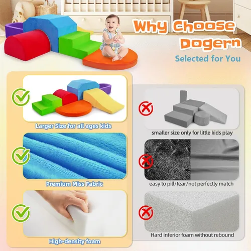 Vista 4 de Bloques de escalada de espuma suave de 6 piezas para niños pequeños y bebés - Juego de juguetes de escalada para bebés de interior, gimnasio