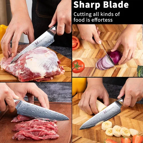 Vista 6 de Cuchillo de chef de 6 pulgadas, cuchillos de cocina, deshuesado de acero inoxidable alemán de alto carbono, cuchillo profesional para carne, aves