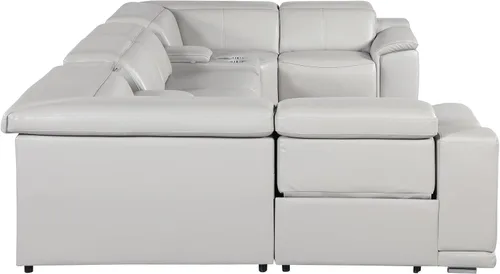Vista 220 de BlackJack Furniture Venice - Sofá modular de cuero italiano de grano superior de 5 piezas con 3 reclinables eléctricos, reposacabezas ajustable