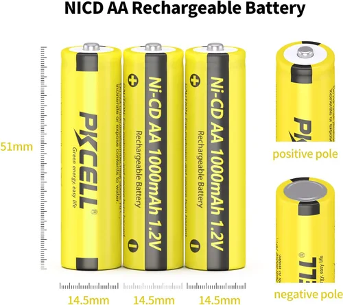 Vista 2 de PKCELL 4PC AA batería recargable NiCd AA 1000mAh 1.2V batería recargable para luces solares jardín luces