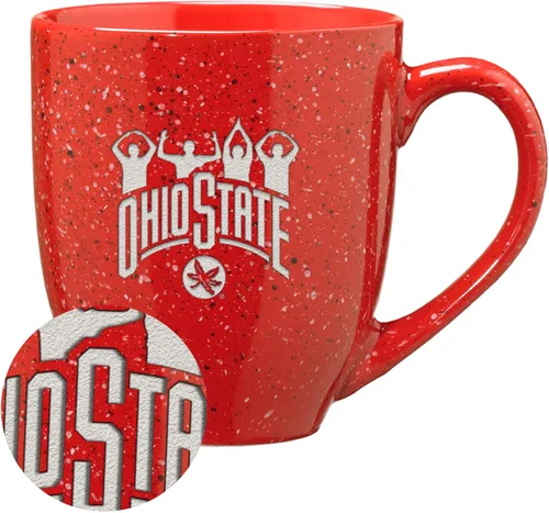 Vista 385 de Rico Industries NCAA Saint Joseph's (PA) Hawks Logo Principal Color Marrón 16 oz Logotipo del Equipo de Color Láser Grabado en Cerámica Moteada Taza