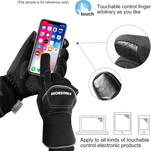 Vista 5 de KINGSBOM -Guantes térmicos impermeables y resistentes al viento de 40 - Guantes térmicos Thinsulate 3M Thinsulate para pantalla táctil de invierno