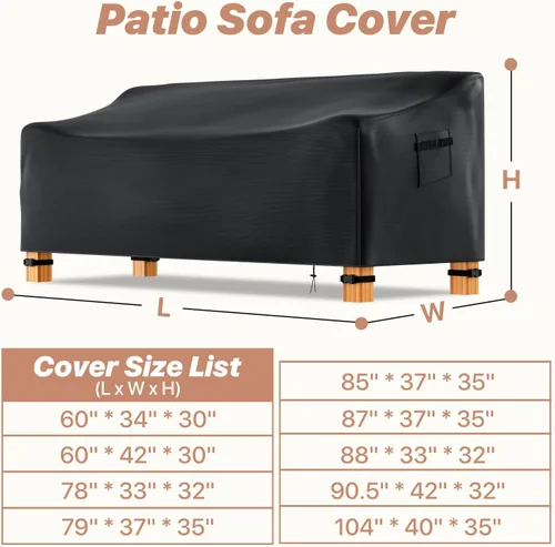 Vista 7 de Likorlove Fundas para muebles de patio, 90 pulgadas de largo x 60 pulgadas de ancho x 28 pulgadas de alto, funda impermeable para muebles