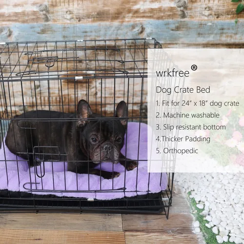 Vista 2 de Cama para perros de 24 x 18 pulgadas, color morado para perros pequeños, lavable, cómoda y esponjosa, para uso en interiores y exteriores de 24