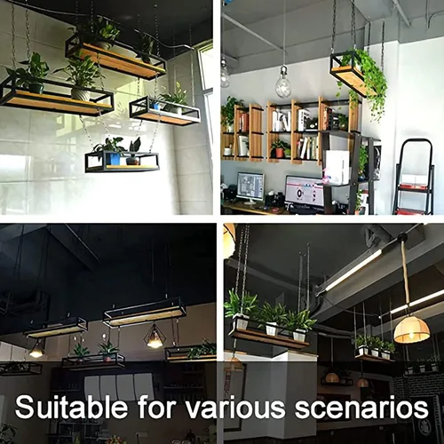 Vista 6 de Shelves Whftd Ceiling Hanging Shelf 60/80/100/120/140cm Kitchen Storage Rack Industrial Floating Shelving Plant Shelf Flower Pot Stand, for Kitchen