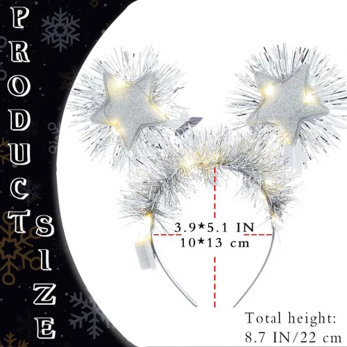 Vista 5 de Uranian Diadema de estrella iluminada, cabeza de estrella, Bopper, diadema de estrella LED, brillante, fiesta de cumpleaños, accesorios