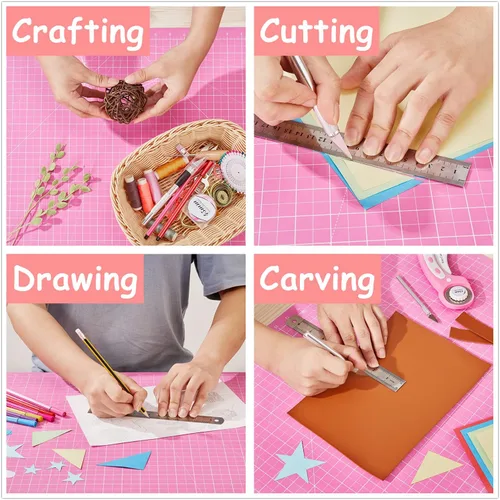 Vista 5 de HEADLEY TOOLS Alfombrilla de corte autocurativa de 18"x24" engrosada, A2 Alfombrilla de corte rotatoria para costura de manualidades, tabla de corte