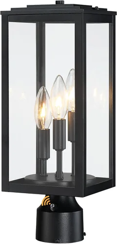 Vista 9 de Luz de poste de 16.6 pulgadas para exteriores, lámpara grande de 3 luces, moderna iluminación exterior de pilar impermeable, poste de farol