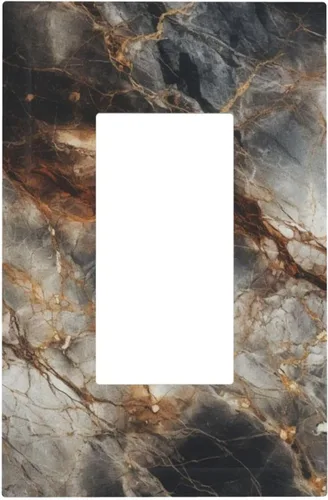 Vista 90 de Cubiertas de salida de impresión de líneas doradas de granito de mármol marrón, 1 palanca y 1 combinación basculante, placa decorativa de pared