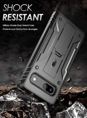 Vista 5 de Poetic Revolution - Funda compatible con Pixel 7A 5G, cuerpo completo, resistente, a prueba de golpes, con soporte, protector de pantalla integrado