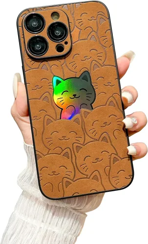 Funda compatible con iPhone 12 Pro, lindo patrón de gato láser para mujeres y hombres, protección completa de la lente de la cámara, parte trasera