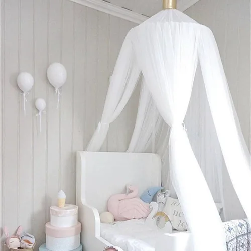 Vista 30 de ESUPPORT Toldo de cama de princesa, cúpula de encaje, mosquitera, tienda de campaña para colgar decoración del hogar, cortinas de red, rincón