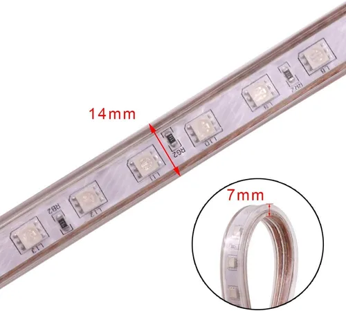 Vista 9 de Tira de luz LED RGB de 16.4 pies, AC 110-120V 60 LEDs/M SMD 5050 Control remoto táctil, multicolor, impermeable, flexible, tira de luces