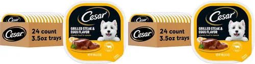 Vista 22 de Cesar Clásico - Comida húmeda para perros adultos en salsa con sabor a chuletón, comida húmeda para perros, bandejas fáciles de pelar de 3.5 oz, 24