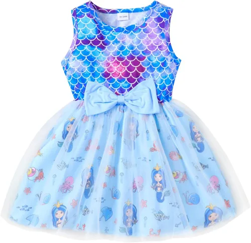 Vestido de tutú de tul para niñas pequeñas, manga con volantes, disfraz de unicornio de verano para cumpleaños, vestido de princesa de 2 a 8 años
