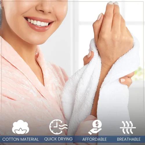 Vista 7 de KAHAF COLLECTION Paquete de 12 paños de baño, 100% algodón, extra absorbentes, suaves, de secado rápido, para baño, spa, gimnasio, bebé y viajes