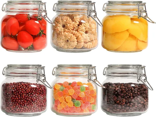 Vista 9 de ComSaf Tarros herméticos de vidrio con tapas de 0.6 galones, juego de 3, recipiente de almacenamiento de alimentos cuadrado con sello