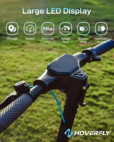 Vista 6 de HOVERFLY X1/X3/X5 Electric Scooter for Adults, Anti Flat 8.5"/10'' Solid Tire, Max 10/18/25 Miles Range and 15.5/20Mph Speed Power by 250W/500W