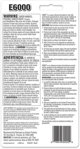 Vista 2 de E6000 230022 Adhesivo para automóviles/industriales de viscosidad media, 3.7 fl oz