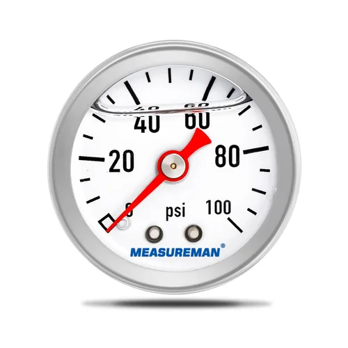 Vista 20 de MEASUREMAN Tamaño del dial de 1.5", caja de acero inoxidable 304, medidor de presión de combustible lleno de líquido, 0-60Psi, 3-2-3%, montaje