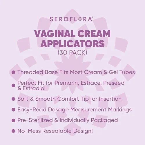 Vista 5 de SEROVERA Seroflora Aplicadores de crema vaginal desechables Se adapta a premarin, estrace, presiembra y la mayoría de geles de venta libre
