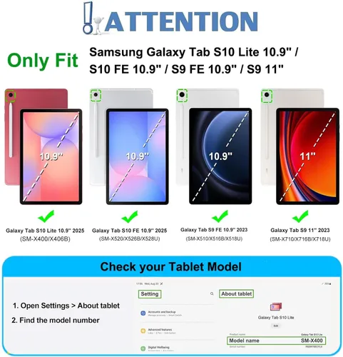 Vista 2 de Funda de teclado con protector de pantalla para Samsung Galaxy Tab S10 FE/ S9 FE 5G 10.9 pulgadas/Tab S9 11 pulgadas con soporte para S Pen