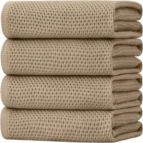 Vista 130 de Homaxy Paños de cocina de 100% algodón con tejido de gofre, ultra suaves, absorbentes, de secado rápido, 12 x 12 pulgadas, paquete de 6, amarillo