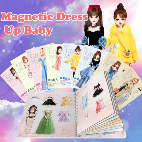 Vista 2 de Muñeca de Papel Magnética de Princesa para Vestir Juguetes de Juego de Simulación Rompecabezas de Ropa de Personas Magnéticas Juego para Niñas de 3+