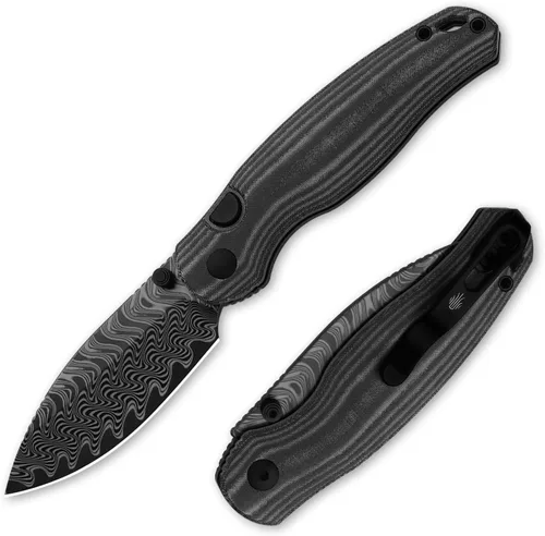 Vista 12 de Kizer Phoca BD - Cuchillo de bolsillo, 2.95 pulgadas, hoja plegable D2 Black G10 Handle, Gray PVD Coating & Stonewashed Finish, Thumb Stud Opener