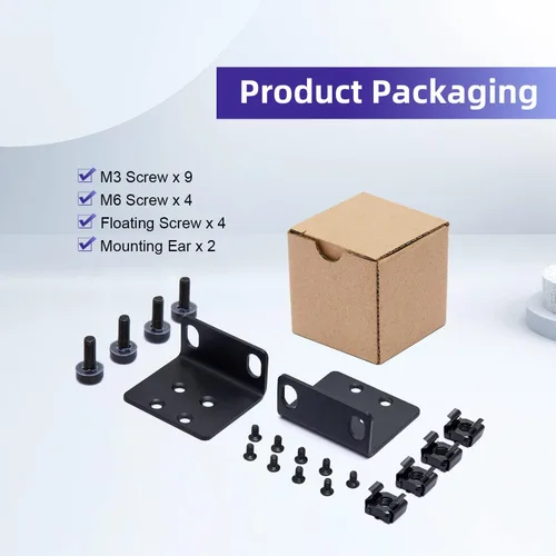 Vista 4 de Kit de montaje en rack de 19" para interruptores de 17,3 pulgadas de ancho, compatible con productos Select Buffalo Tech, Dell, Cisco, D-Link