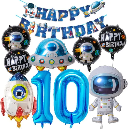 Globos de planeta astronauta del sistema solar, globos de papel de aluminio, globos grandes de Mylar con helio, guirnalda de feliz cumpleaños para