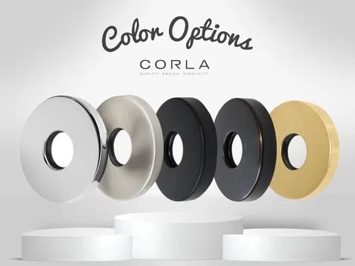 Vista 5 de Corla 2 bridas para brazo de ducha redondas de 2.5 pulgadas Placa de repuesto universal moderna (níquel cepillado)