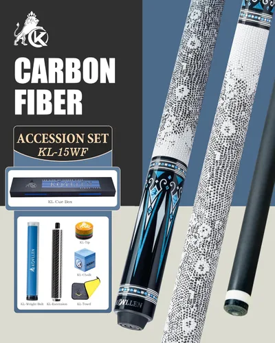 Vista 58 de KONLLEN Carbon Fiber Pool Cue Stick 58-inch Professional Pool Sticks Low Deflection Pool Cue for Adults Ultra-Smooth Billiard Cues with 12.5mm Tip