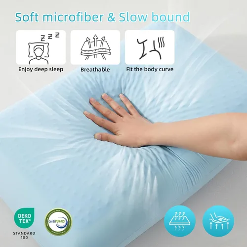 Vista 5 de SAPHREAS Almohada de espuma viscoelástica refrescante de gel para dormir de lado, espalda y boca abajo para dormir, almohada de cama fresca