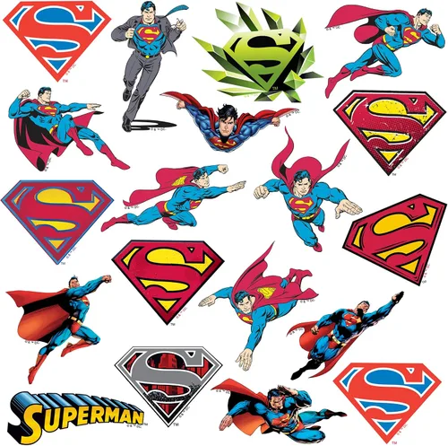 Vista 4 de Superman Character Poses - Paquete variado de 100 calcomanías de vinilo troqueladas, calcomanías de acción de superhéroes DC para laptop, botella