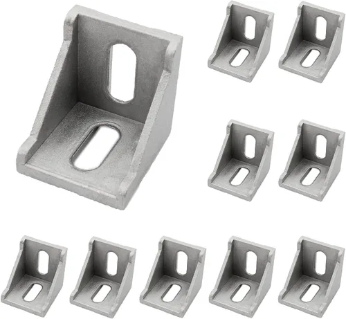 Vista 14 de Paquete de 10 soportes de esquina de perfil de aluminio, cierre de junta de ángulo recto en forma de L, conector para perfil de extrusión
