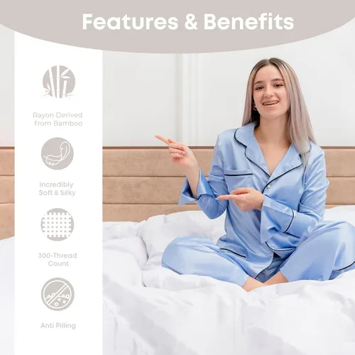 Vista 43 de Linenwalas - Sábana bajera de bambú, con bolsillo profundo, elástico y seguro, ropa de cama suave y refrescante perfecta para el cuidado de la piel