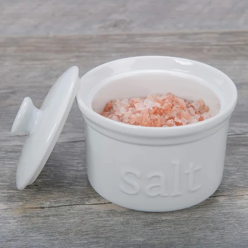 Vista 5 de BIA Cordon Bleu Caja de sal de 10 onzas con tapa, color blanco