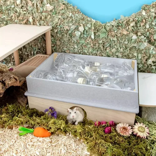 Vista 3 de Niteangle - Caja de refrigeración para hámster y cama de hielo de laberinto de serie multicámara para hámsters sirios enanos, jerbos de ratones u
