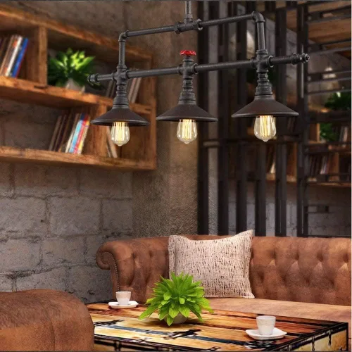 Vista 3 de E27 E-dison V-Tirada Lámpara De Techo De Tubo Estilo Industrial Granja Lámpara De Techo De Metal Envejecido Rústico Lámpara Colgante Para El Hogar