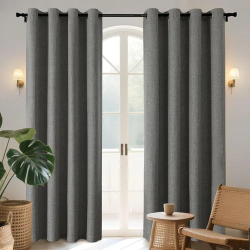 Vista 16 de Joydeco Cortinas opacas de 72 pulgadas de largo, 2 paneles burg, cortinas de oscurecimiento de habitación para dormitorio, cortinas térmicas Negro