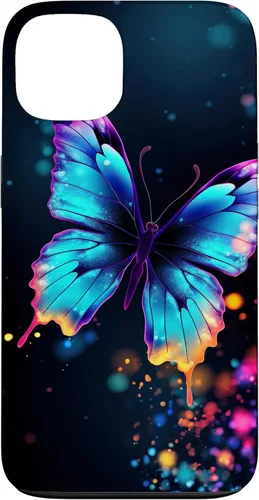 Vista 7 de Fancy Butterfly Blue Purple Flowers Girly Black Design Art Case for iPhone 17