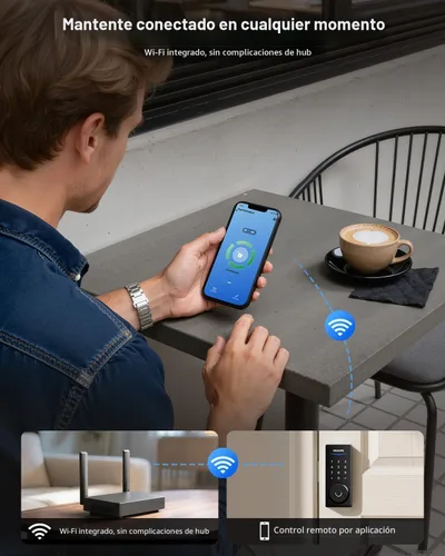 Vista 2 de Philips Cerradura inteligente WiFi integrada + 2 niveles, cerraduras inteligentes para puerta delantera, cerrojo de teclado digital con asa, huella