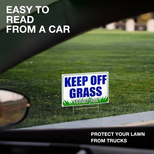 Vista 6 de 3 carteles con texto en inglés "Keep Off Gras" para patio, 8 x 12 DS Coroplast No Dogs Admite Letrero, No Caminar sobre la Hierba