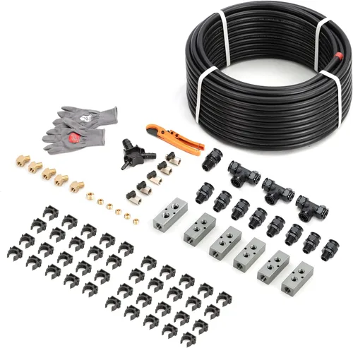 Vista 8 de Kit de Accesorios para Compresor de Aire 1/2" x 100 pies Sistema de Tuberías de Aire Comprimido de Aluminio HDPE Manguera Negra de Compresor de Aire