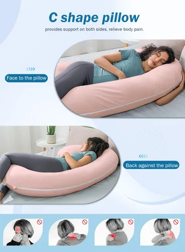 Vista 5 de INSEN Almohada de embarazo refrescante, almohada de maternidad para mujeres embarazadas (azul refrescante)